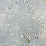 Sterling Silver Handmade Chain With Sea Glass Charm
