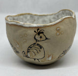 Handmade Stoneware Ceramic Pinch Pot - Birds
