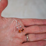 Amber and Silver Dangle Earrings