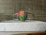 Green, Yellow and Pink Check - British Wool Large Bangle