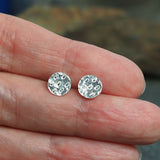 Small Textured Silver Disc Stud Earrings