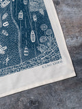 Organic Cotton Tea Towel with Summer, St Mawes Lino Print