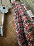 Brown, Beige and Orange Check - Handwoven British Wool Key Fob