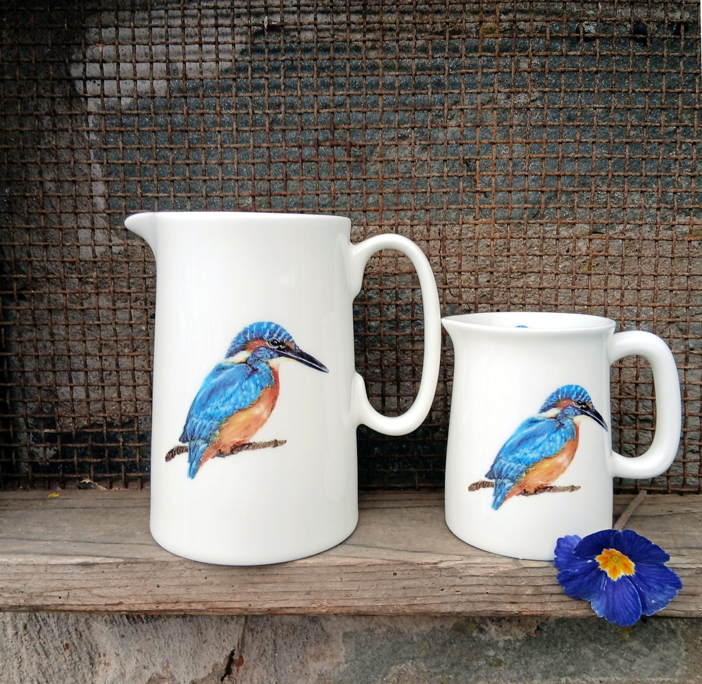 Kingfisher 1/2 & 1/4 Pint Bone China Jugs