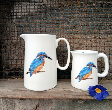 Kingfisher 1/2 & 1/4 Pint Bone China Jugs