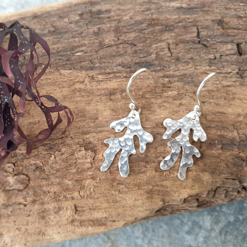 Silver Seaweed Earrings