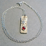 Sterling Silver Pendant with Chain - Garnet and Star
