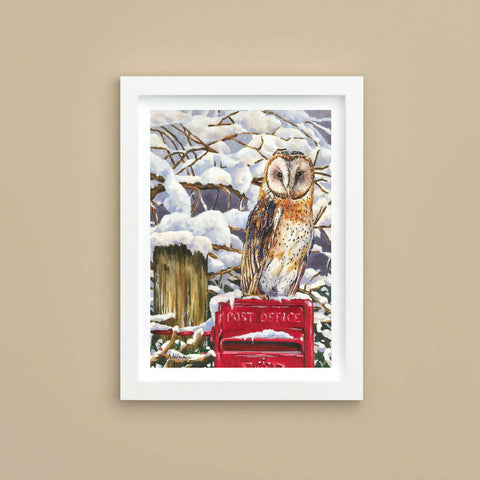 Barn Owl on Post Box - Lithographic Print