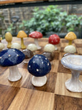 Handmade Ceramic Mushroom Chess Set with Solid Elm Wood Board