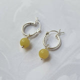 Serpentine Gemstone Silver Huggie Earrings
