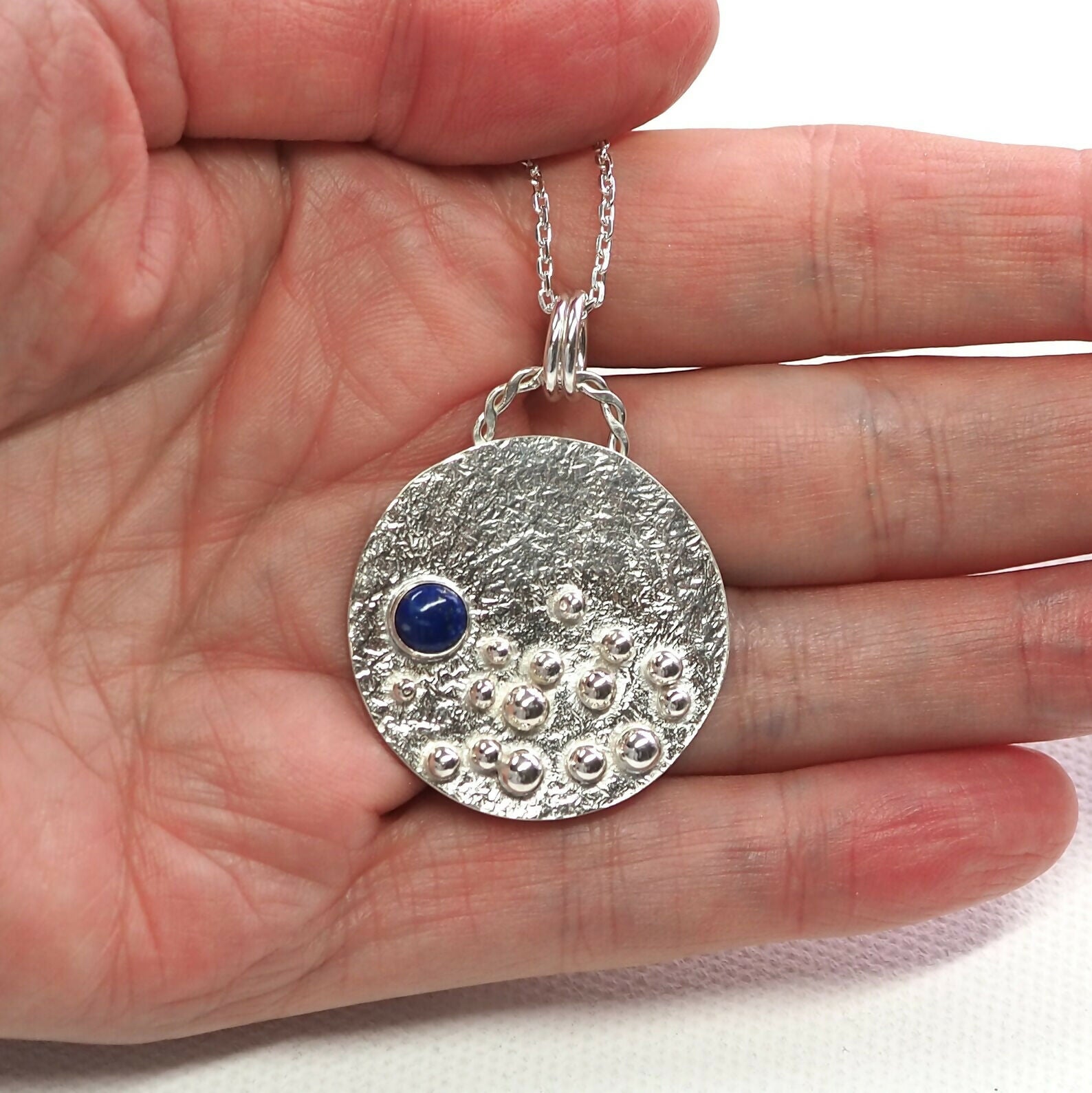 Blue Moon Large Silver Statement Necklace Pendant Greeting Cards and Stationery