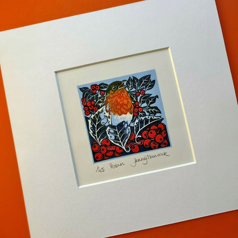 Robin - Lino and Woodcut