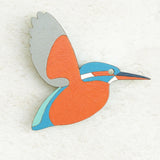 Flying Kingfisher - Hand Painted Brooch