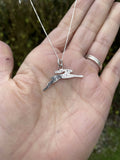 Silver running hare pendant necklace