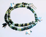 Green Tourmaline Gemstone & Lotus Flower Necklace