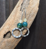 Green Moss and Jade Hoop Earrings