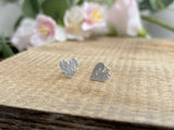 Silver Tree Bark Heart Stud Earrings by Curious Magpie Jewellery 1