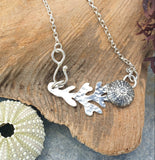 Silver Sea Urchin and Seaweed Pendant