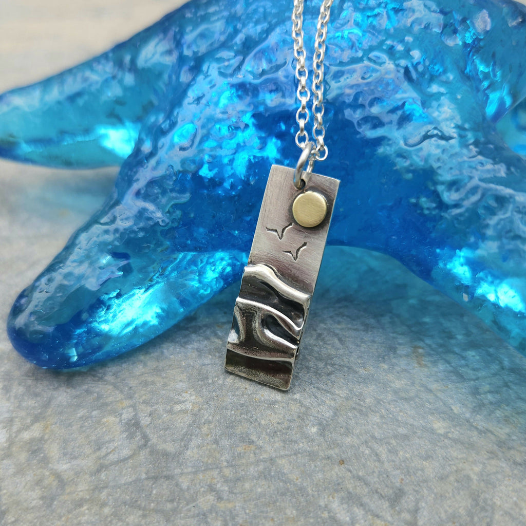 Rectangular Silver Beach Pendant