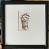 Ranunculus Pot - Original Framed Miniature Botanical Ink Painting