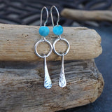 Frosted Apatite Dangle Hoop Earrings