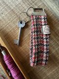 Brown, Beige and Orange Check - Handwoven British Wool Key Fob