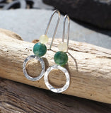 Green Moss and Jade Hoop Earrings