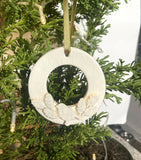 Christmas Decoration, Robin and Holly Leaves - Handmade Ceramic