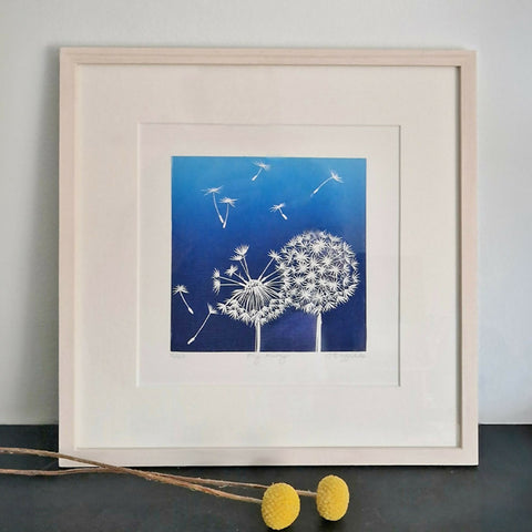 Fly Away - Linocut Print