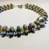 Gemstone necklace with handmade Sterling Silver bead 2