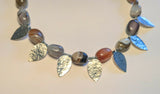 Botswana Agate & Silver Leaves Necklace