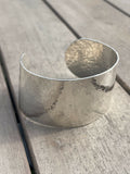 Wide Hammered Sterling Silver Cuff Bracelet - Hallmarked