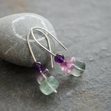 Fluorite and Amethyst Drop Earrings