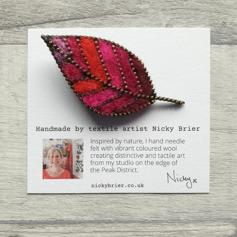 HR Hot Pink & Reds Leaf Brooch 1024 x 1024