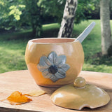 Citron Yellow Coil And Pinch Lidded Flower Pot With Spoon