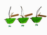 Bright Green - Fused Glass Hanging Bird