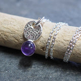 Flower Amethyst Silver Pendant Necklace