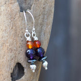 Amethyst, Hematite Carnelian Drop Earrings