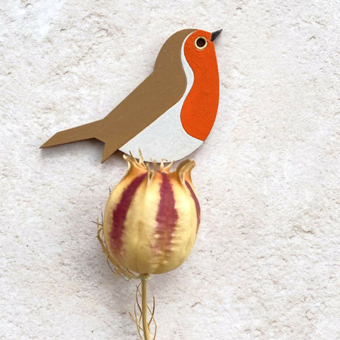 Robin - Hand Painted Brooch