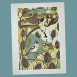 Goldfinches - Original Linocut Print 2