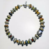 Gemstone necklace with handmade Sterling Silver bead