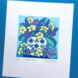 Primrose Cup - Linocut Print