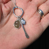 Sea Glass Molten Silver Cluster Necklace