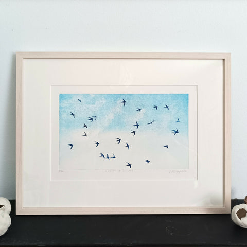 A Drift of Swifts - Collagraph Print