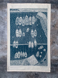 Organic Cotton Tea Towel with End of the Day, Portscatho Lino Print