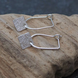 Sterling Silver Textured Square Drop Earrings