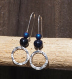 Blue Goldstone Hoop Earrings