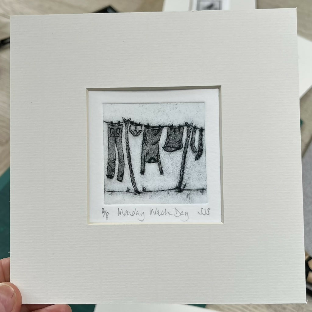 Monday Wash Day - Etching Print