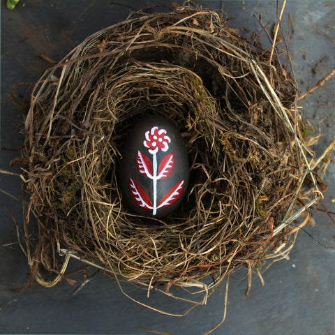 Hand painted Wooden Folk Art Easter Egg
