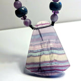 Fluorite, Amethyst, Howlite Necklace - Oxidised Sterling Silver Clasp 3